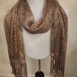 GOLD METALLIC EVENING SCARF/ SHAWL NWT